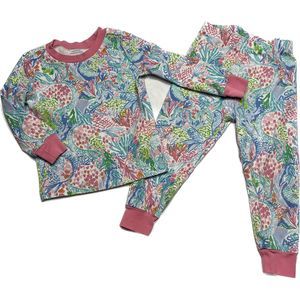 Lilly Pulitzer Mermaid Cove Organic Pajama Set Tight Fit Size 2T